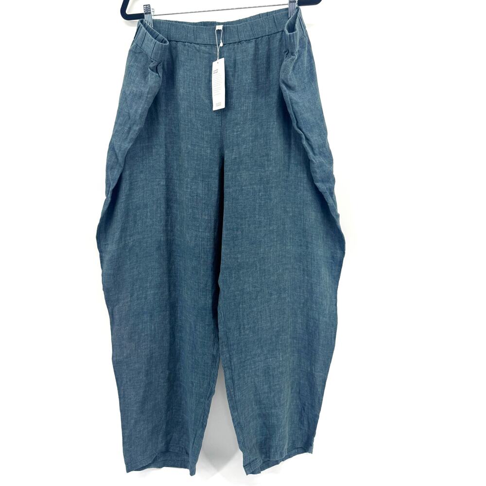 NWT Eileen Fisher High Waisted Linen Delave Tapered Pant Size 3X Plus Eucalyptus